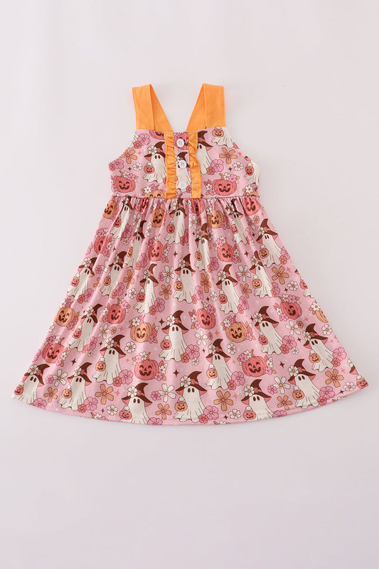 Pumpkin ghost ruffle dress
