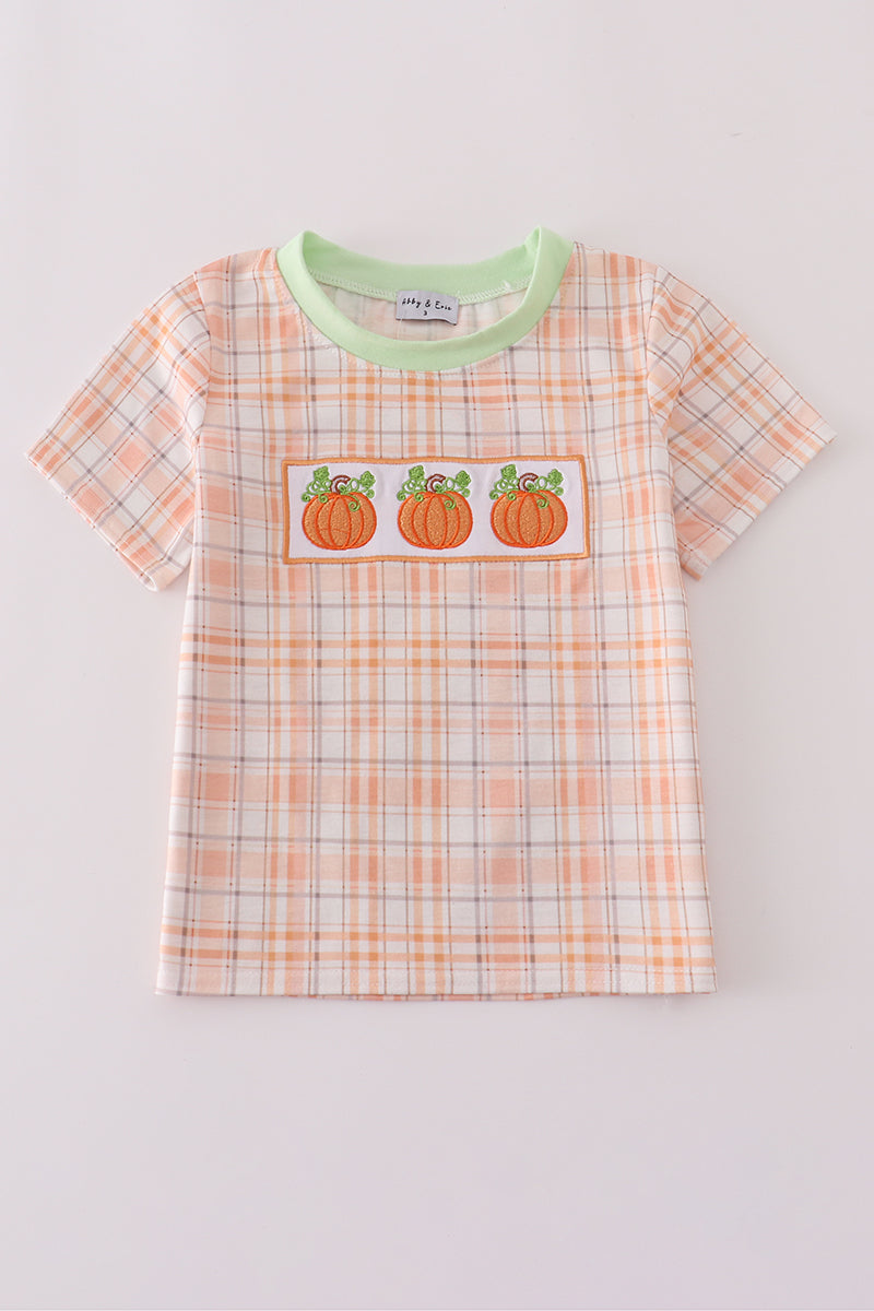 Pumpkin plaid top