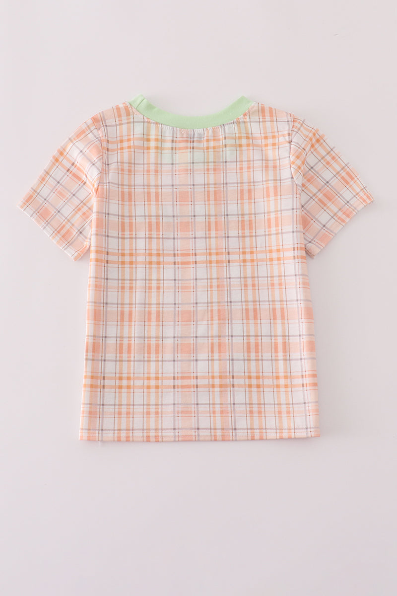 Pumpkin plaid top