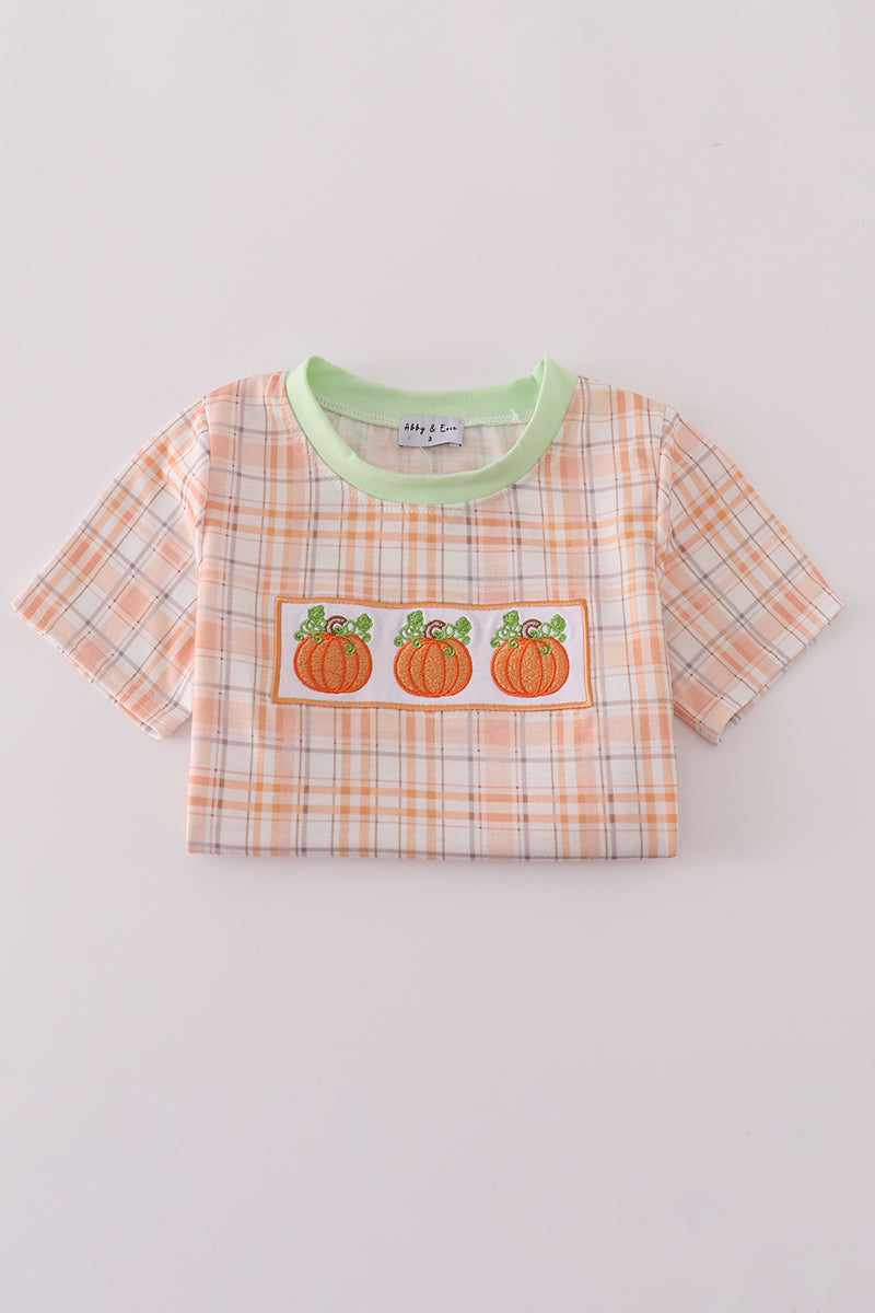 Pumpkin plaid top