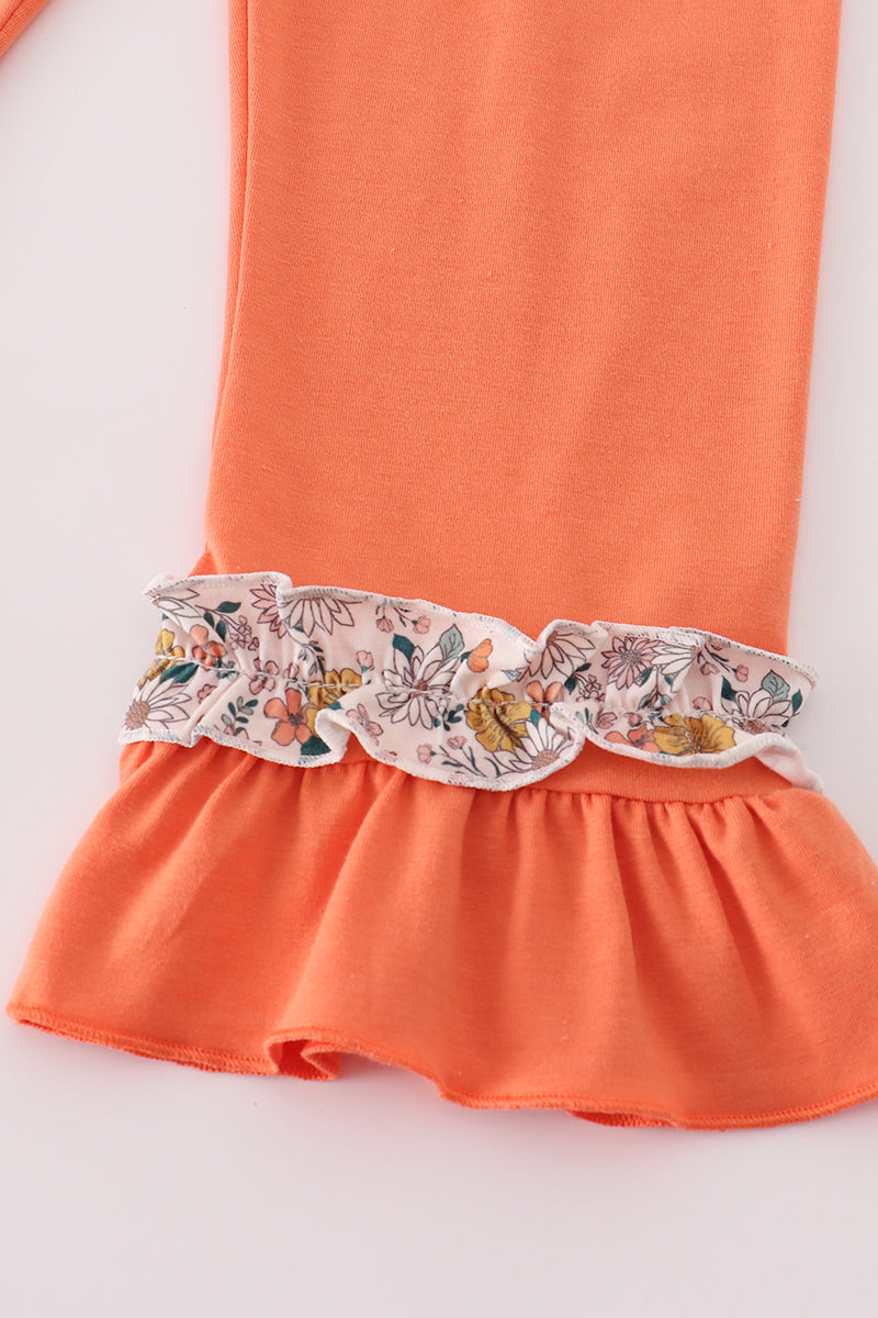 Floral smocked ruffle pants set