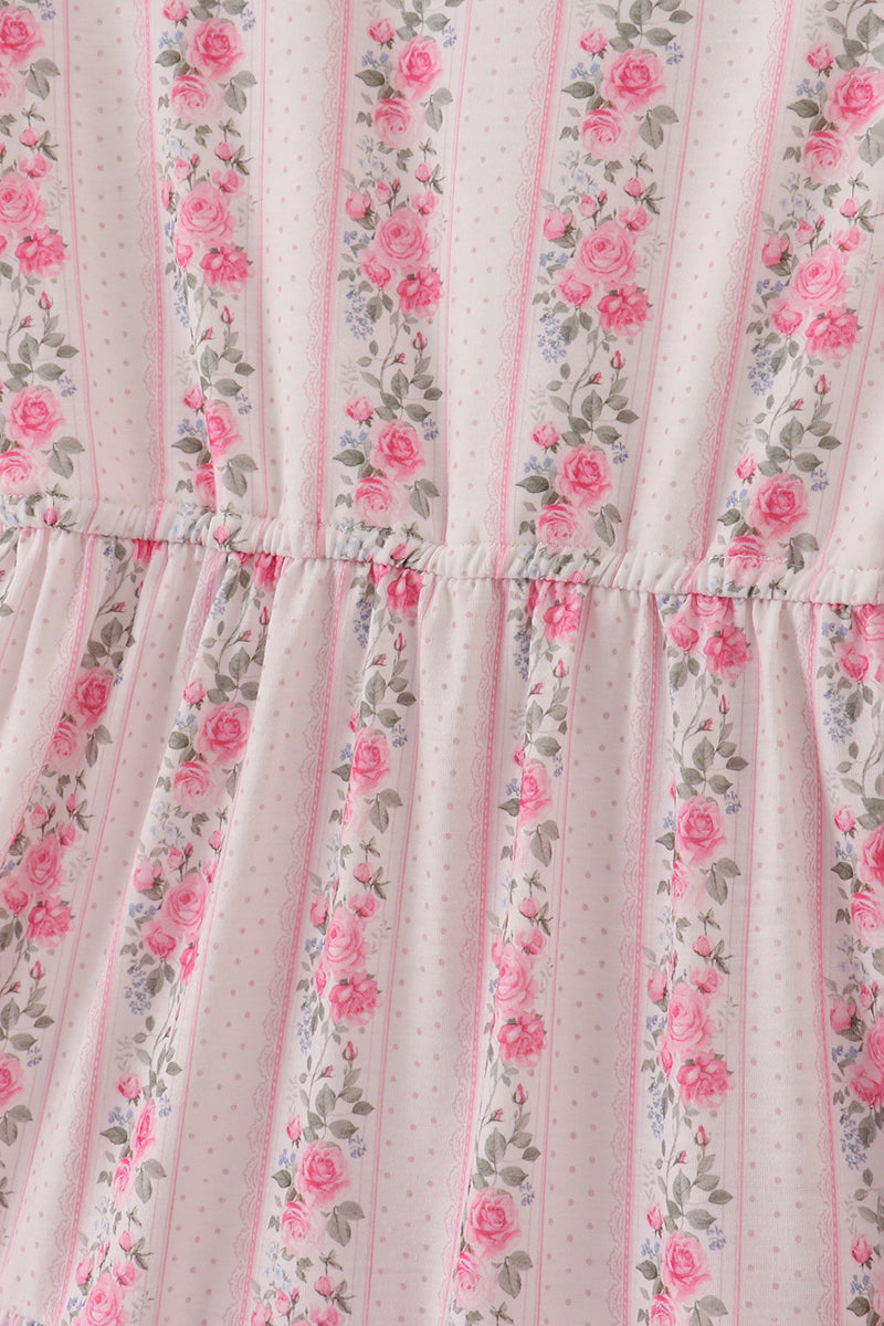 Pink floral tiered mom dress