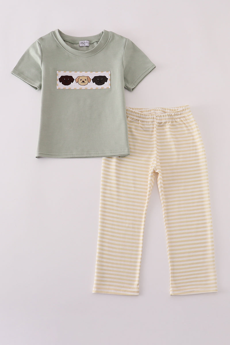 Puppy machine smocked pants set