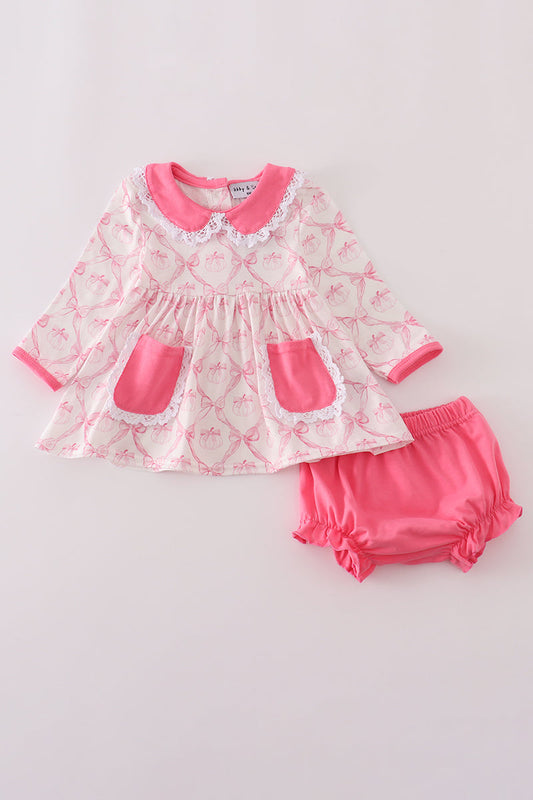 Bow pumpkin bloomer set