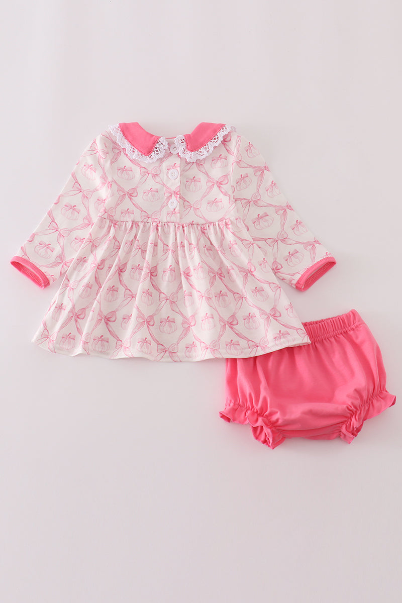 Bow pumpkin bloomer set