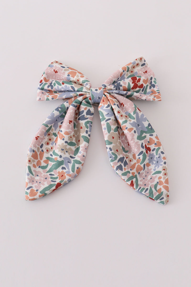 Blue floral sailor bow
