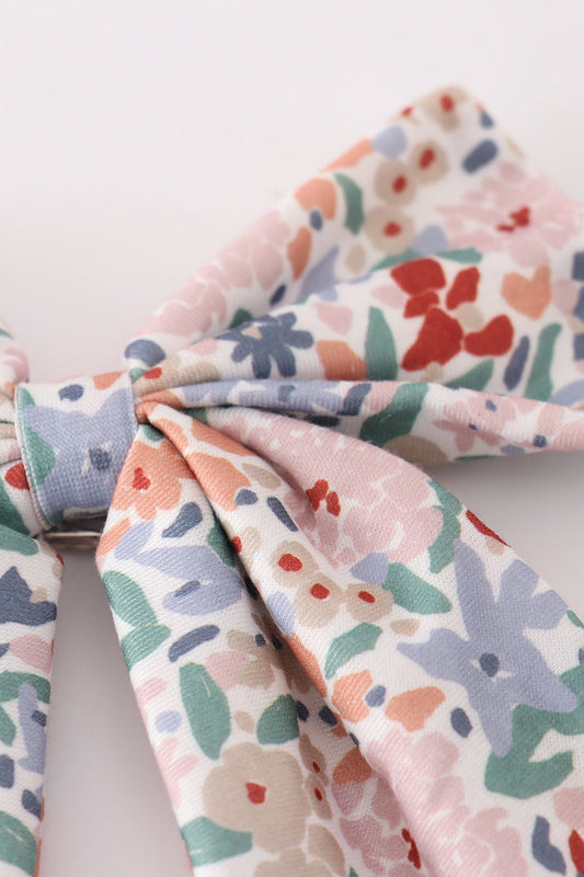 Blue floral sailor bow