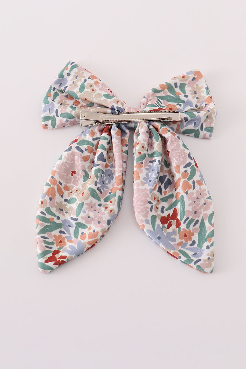 Blue floral sailor bow