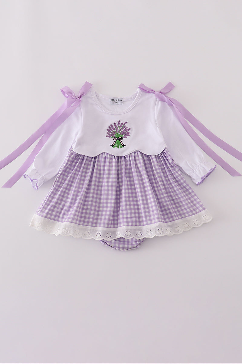 Lavender ribbon lace gingham bubble