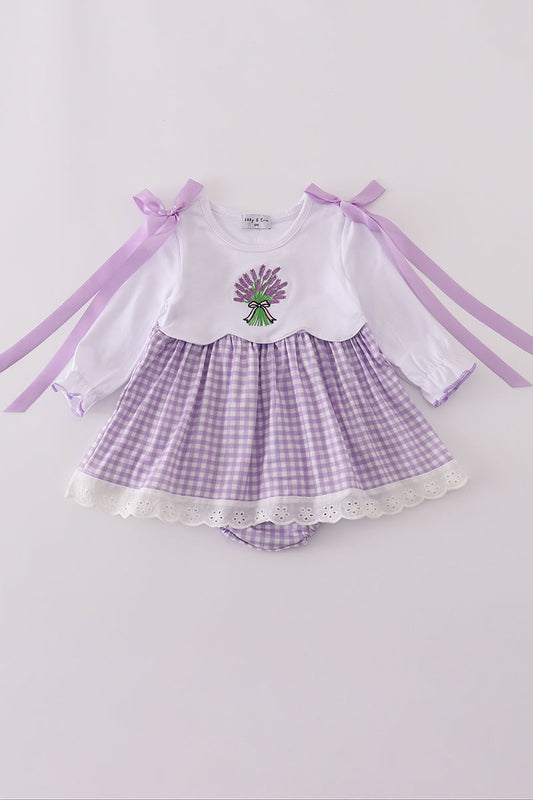 Lavender ribbon lace gingham bubble