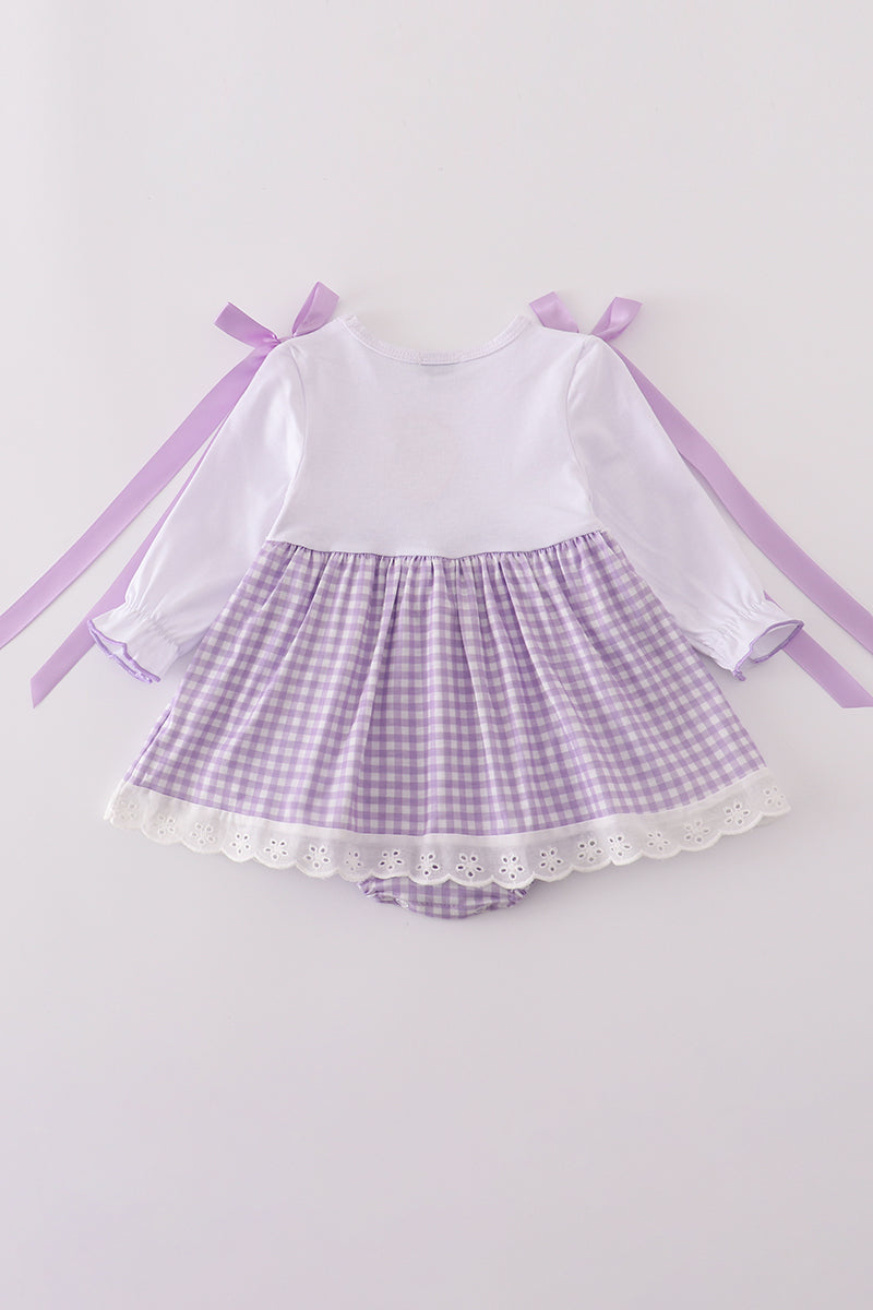 Lavender ribbon lace gingham bubble