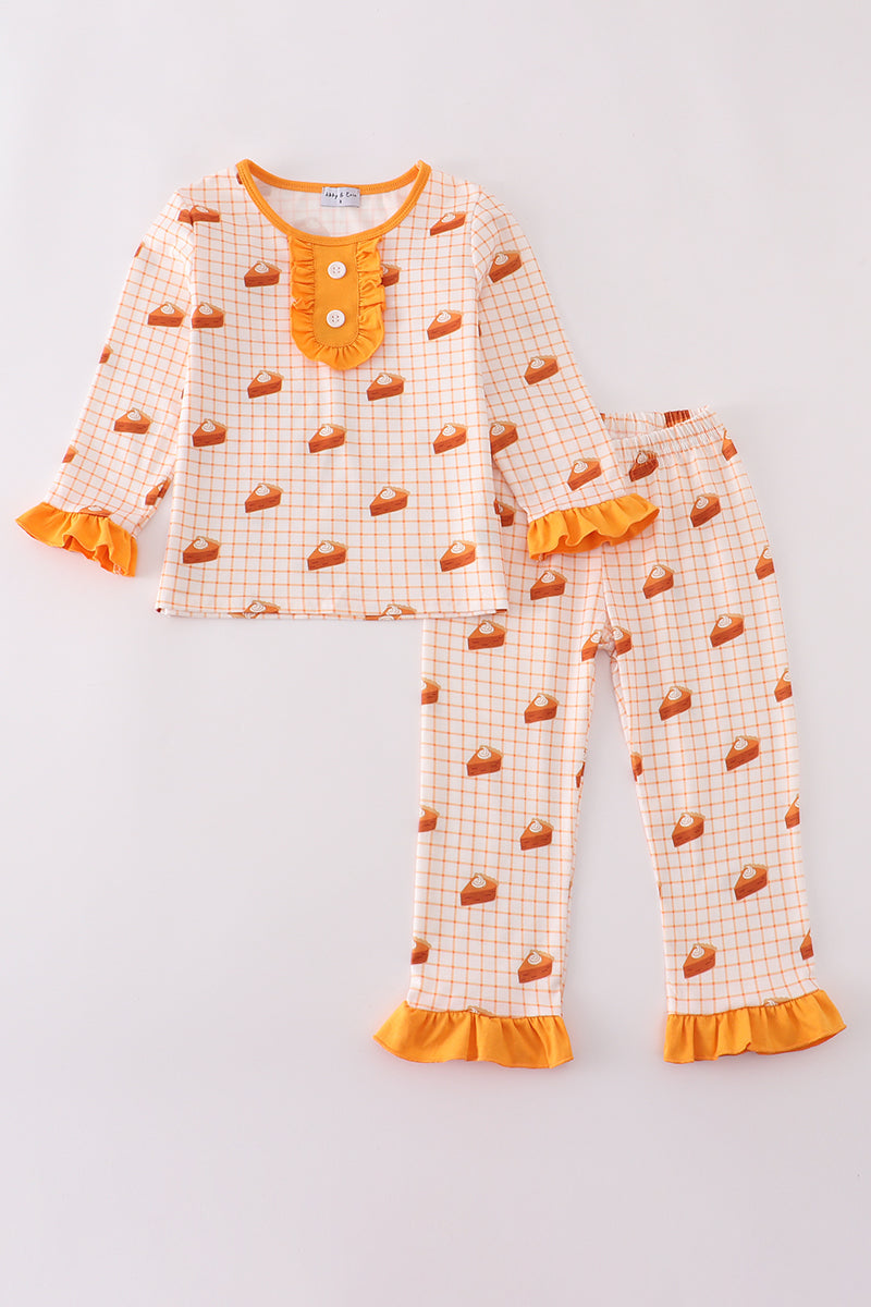 Sweet as pie print ruffle pajamas set