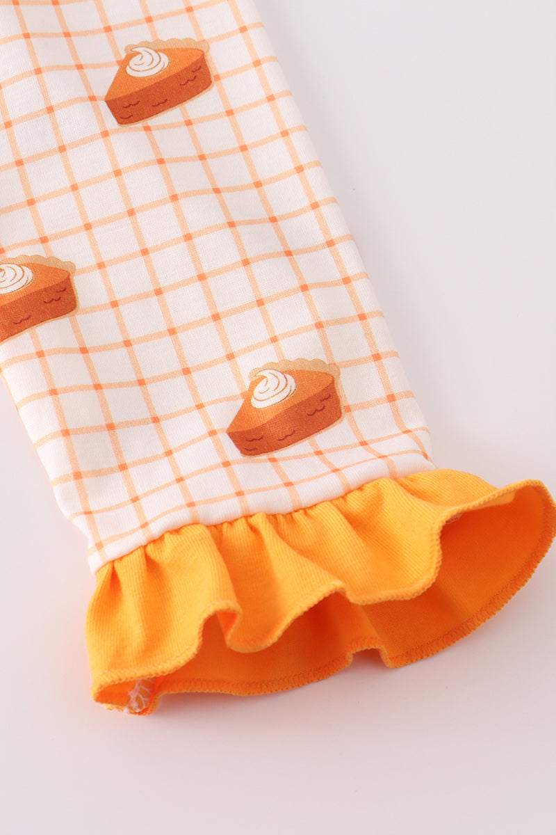 Sweet as pie print ruffle pajamas set