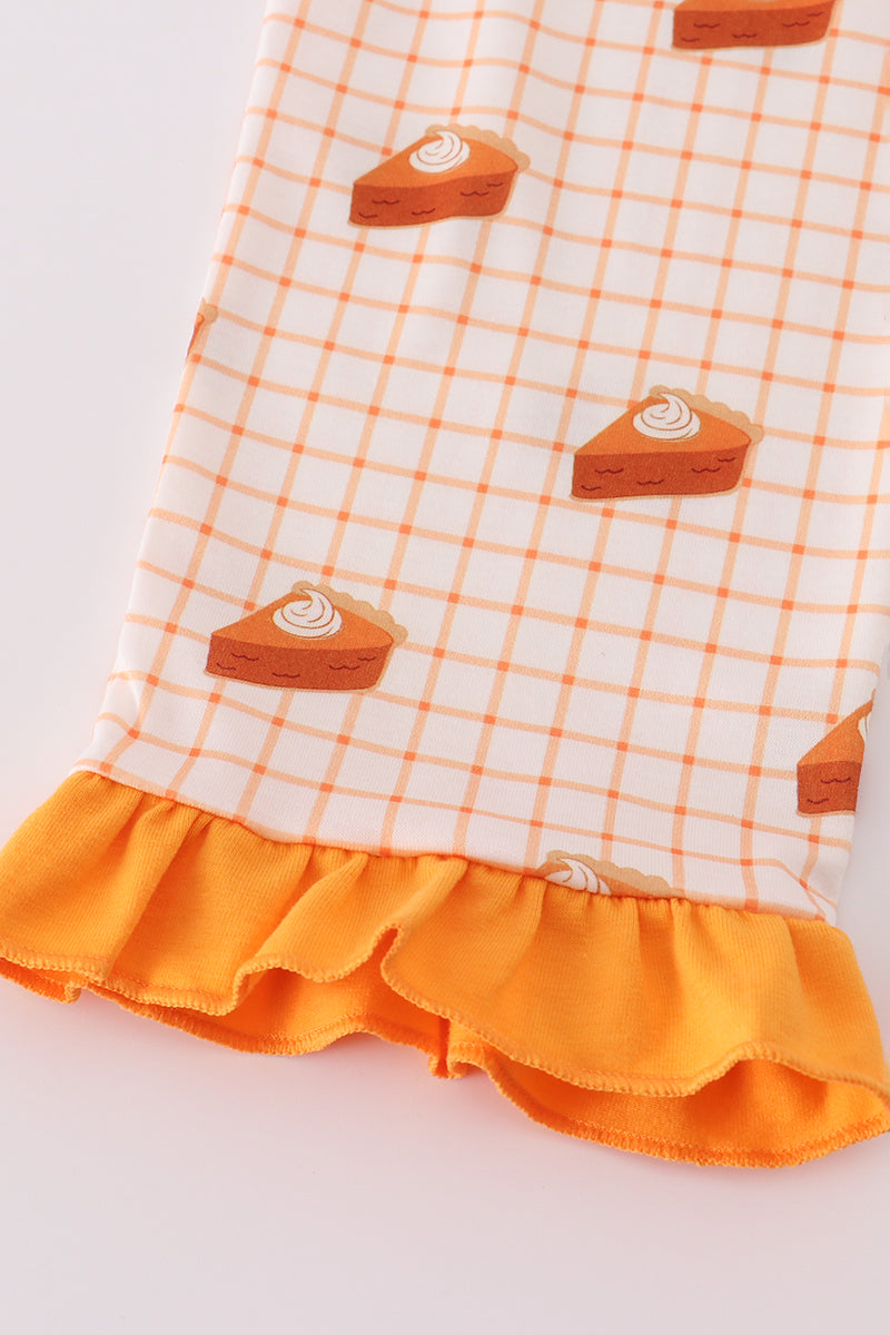 Sweet as pie print ruffle pajamas set