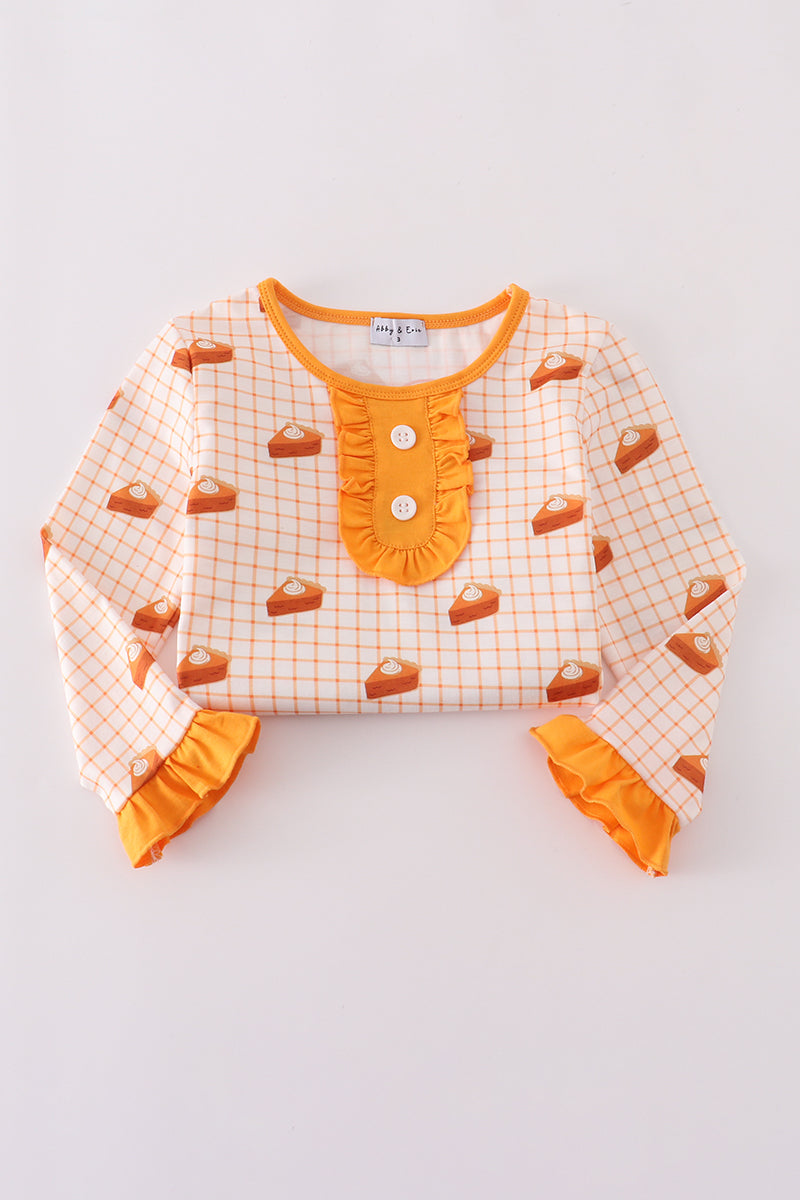 Sweet as pie print ruffle pajamas set