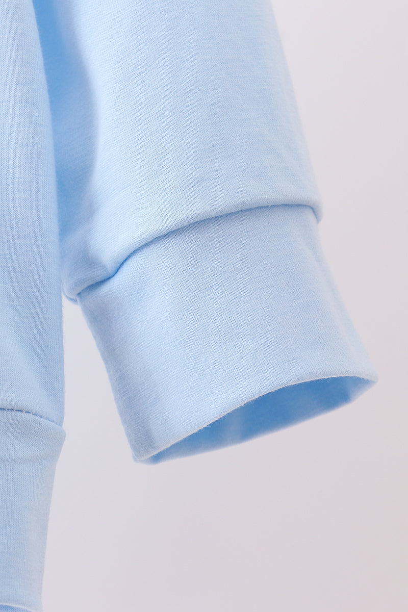 Blue reindeer applique top