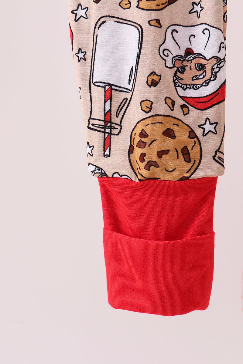 Santa milk biscuits bamboo pajamas zipper romper