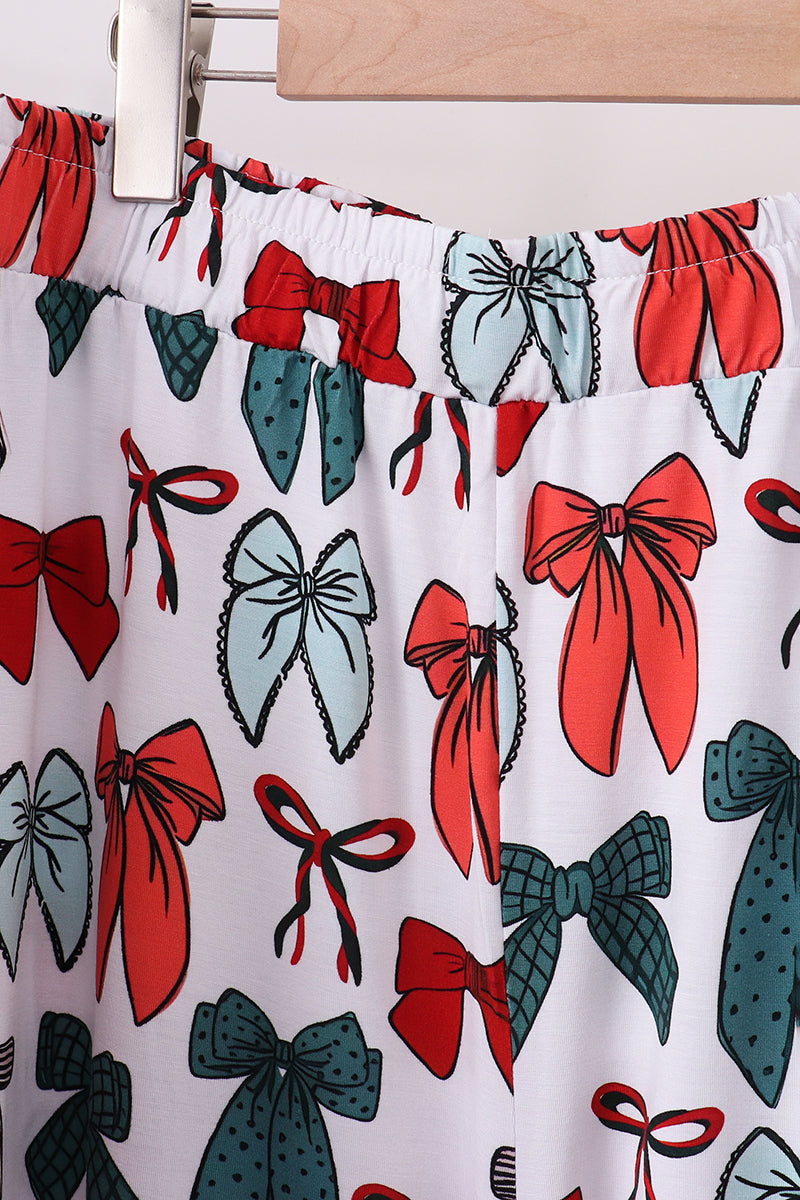 Red bow bamboo mom pajamas pants set