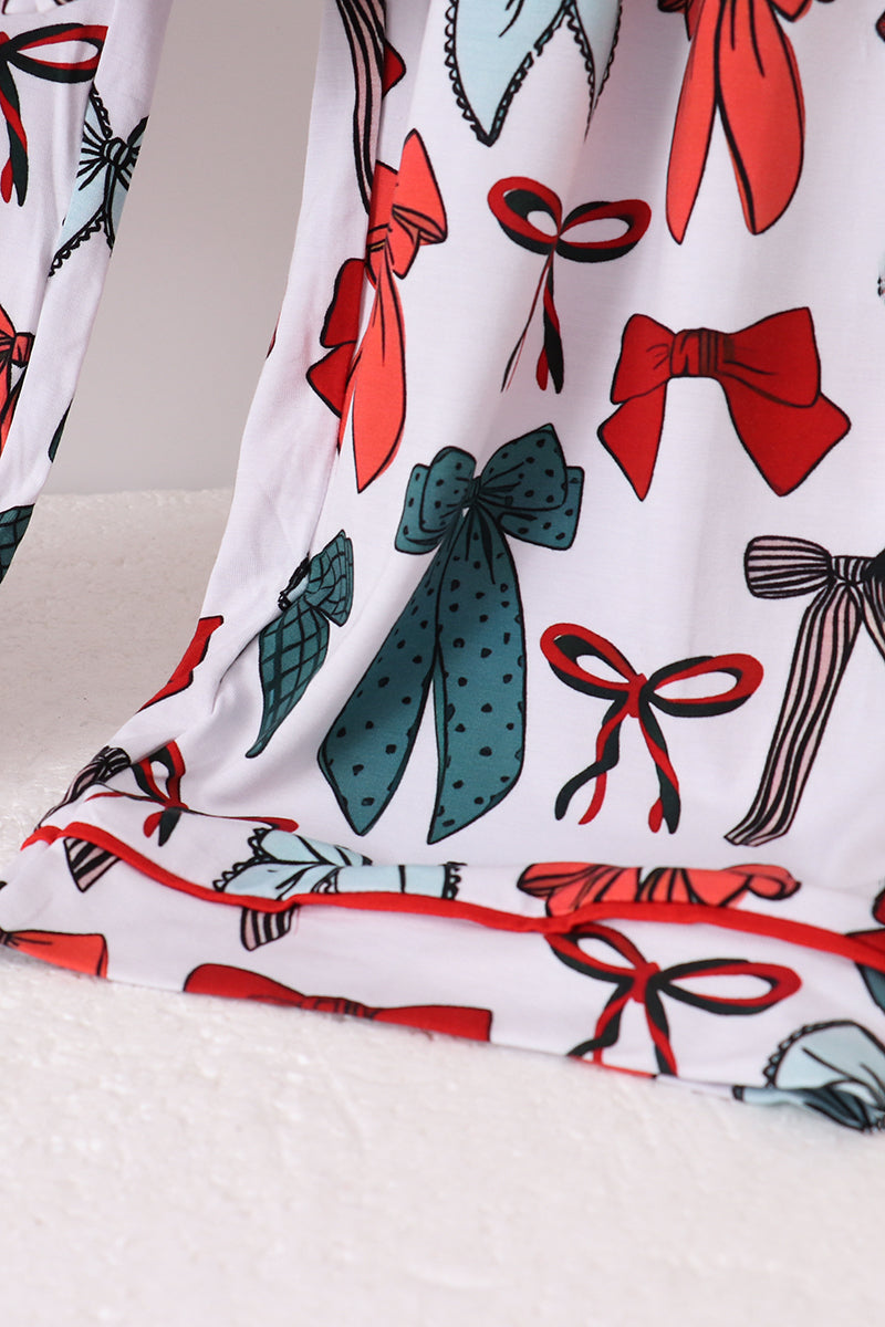 Red bow bamboo mom pajamas pants set