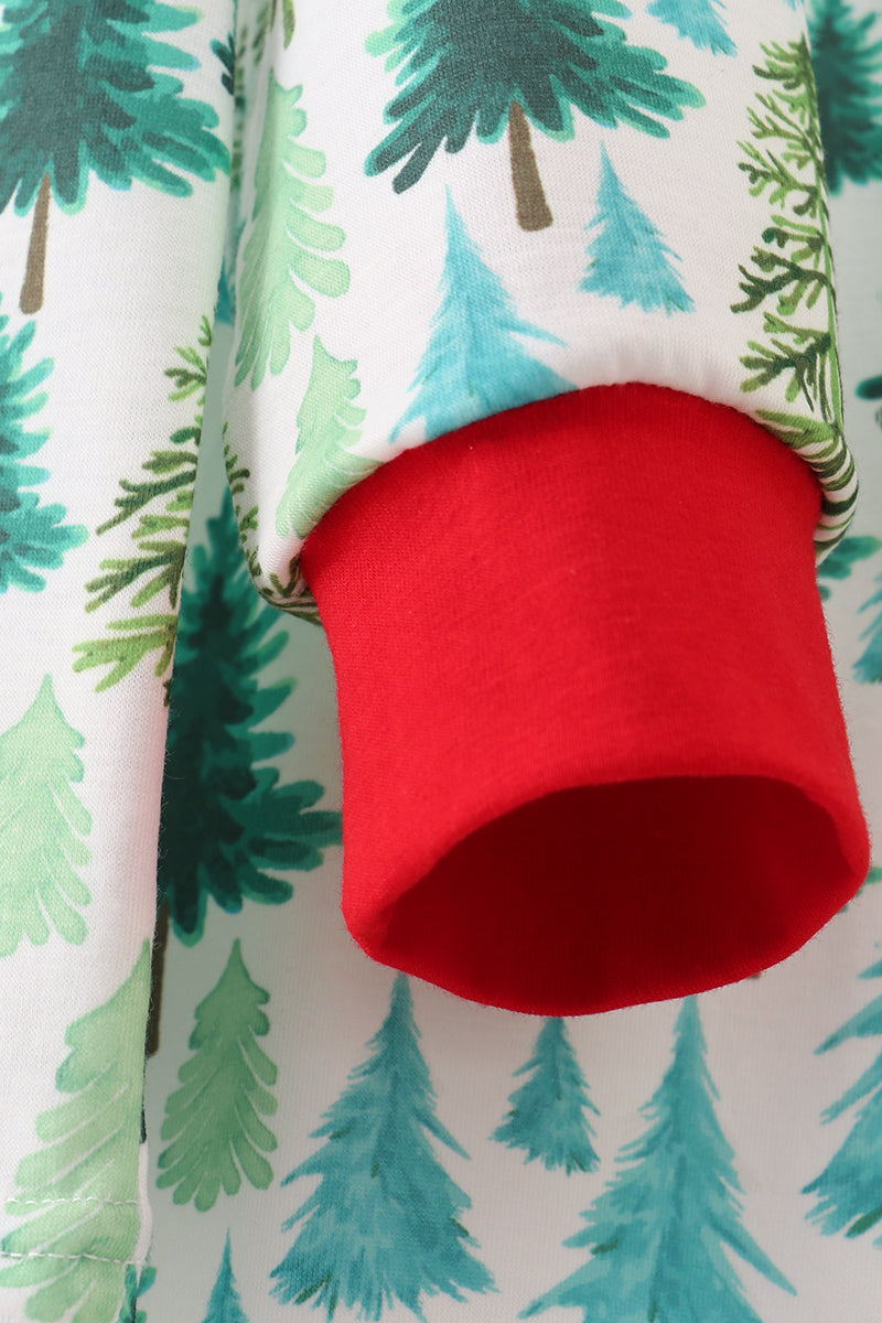 Green christmas tree print pajamas set
