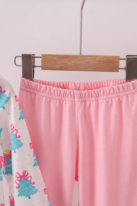 Mint christmas tree ruffle pants set