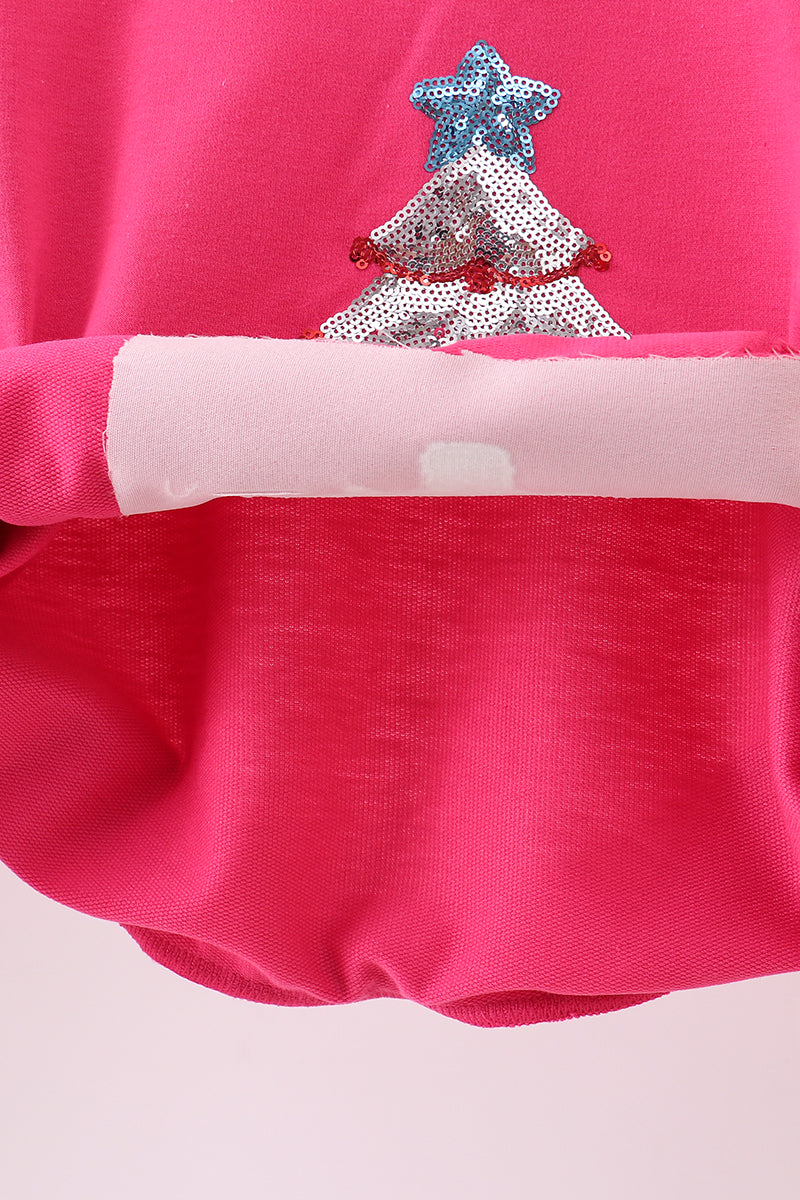 Megenta christmas tree sequin mom&me top