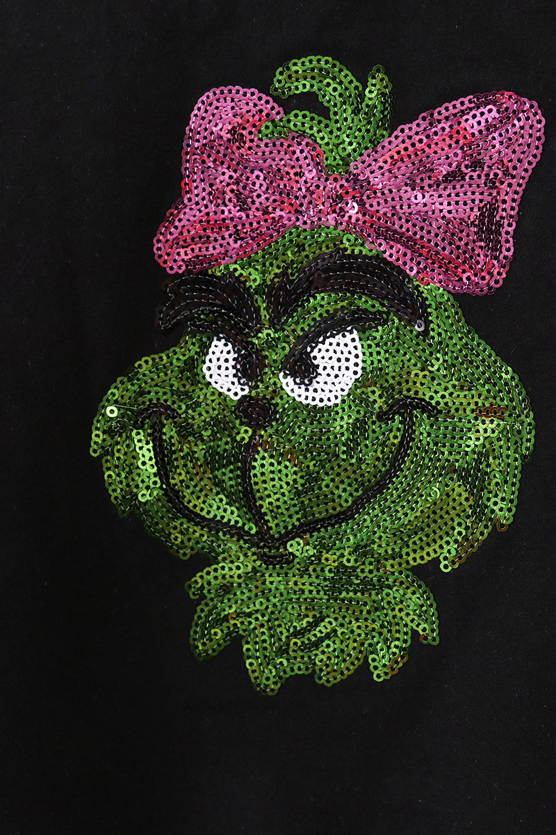 Black grinch sequin mom&me top