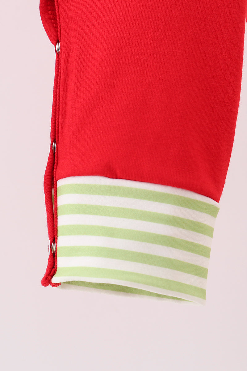 Red christmas tree embroidery romper