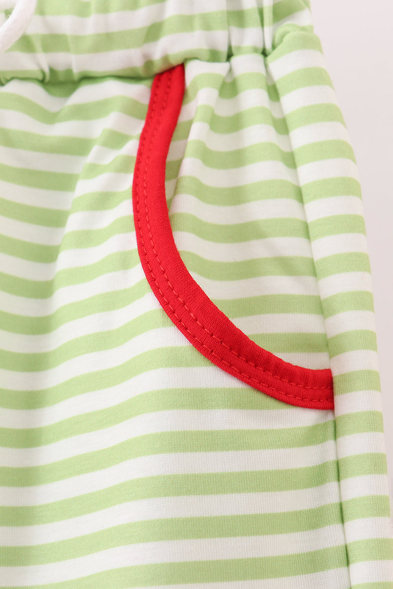 Red christmas tree embroidery pants set