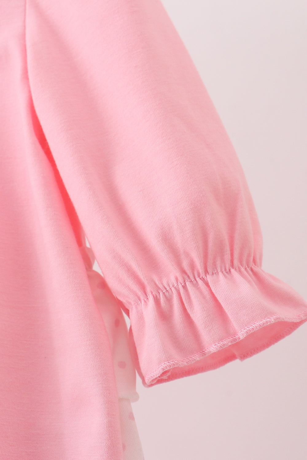 Pink bow embroidery ruffle bubble
