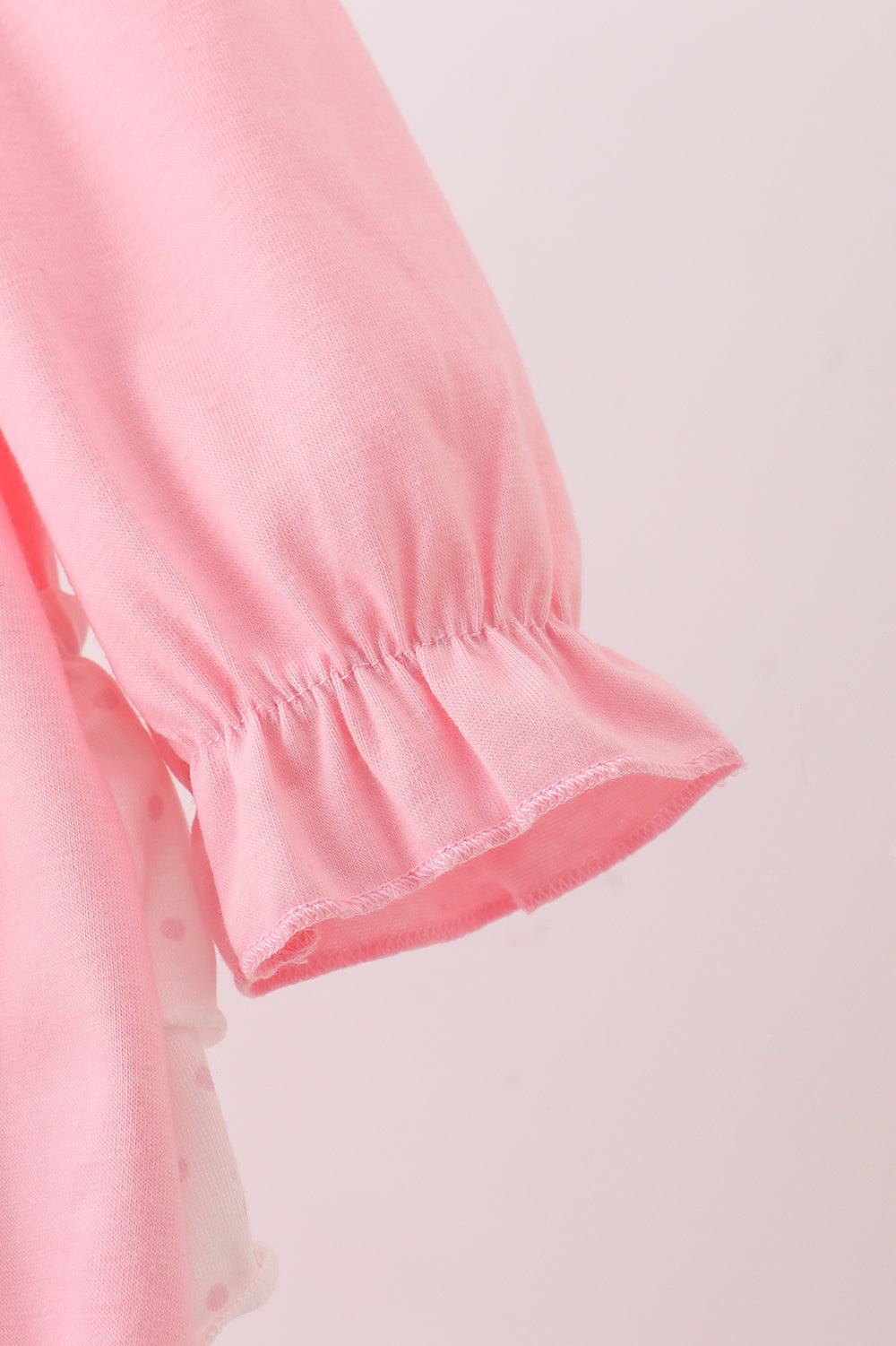 Pink bow embroidery ruffle bubble