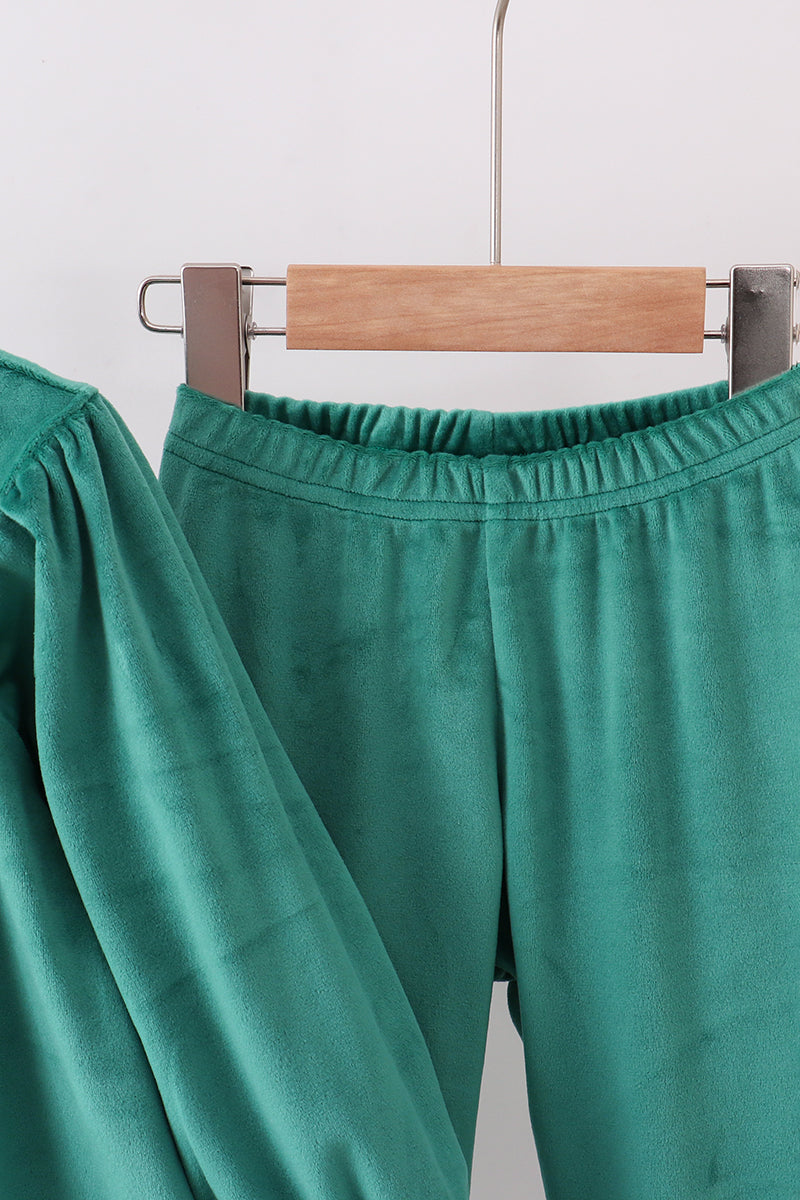 Forest merry christmas embroidery ruffle pants set