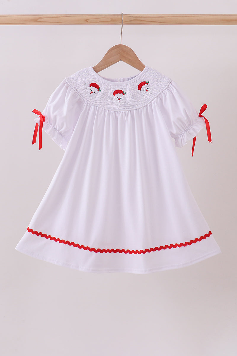 White santa claus smocked dress