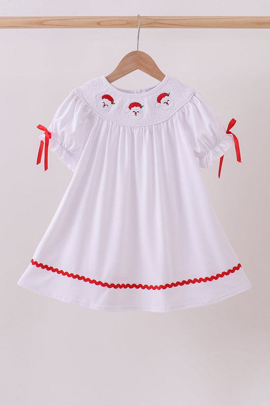 White santa claus smocked dress