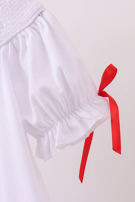 White santa claus smocked dress