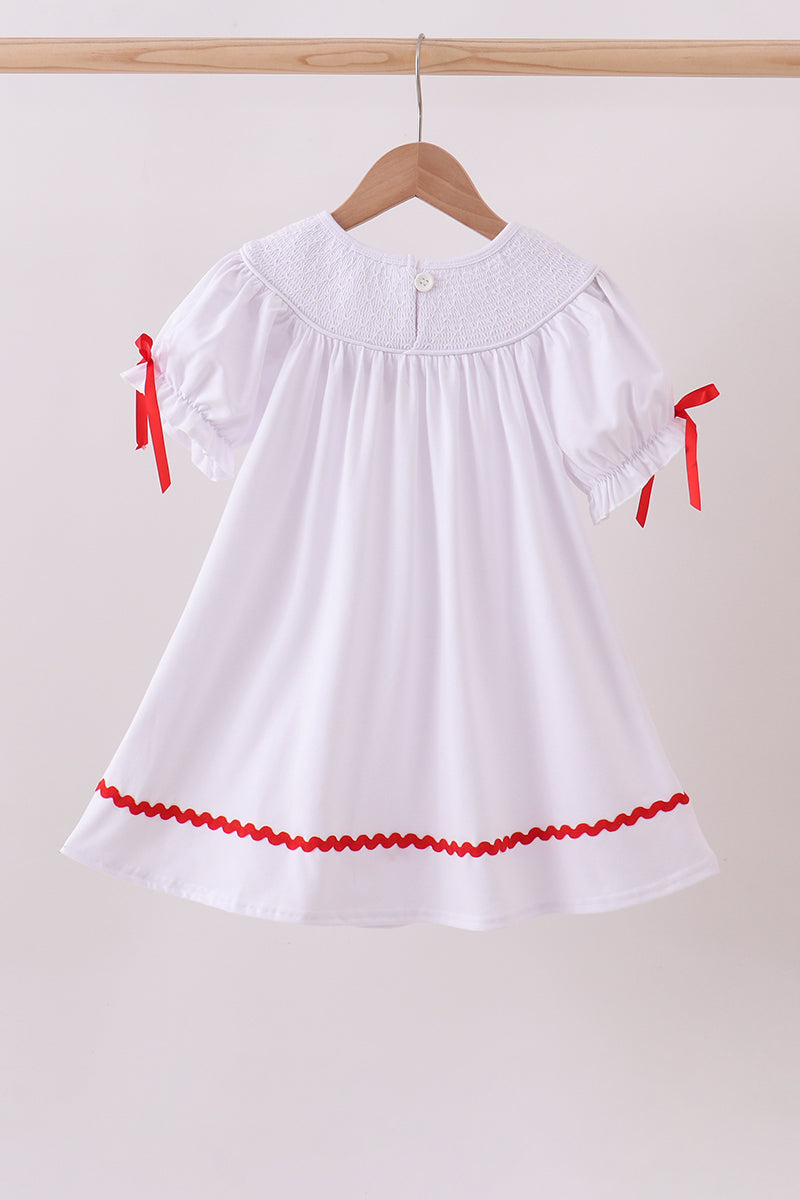 White santa claus smocked dress