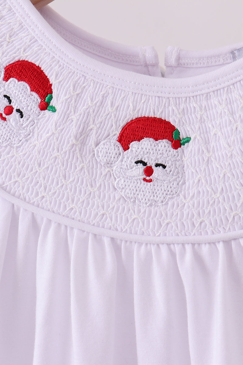 White santa claus smocked dress