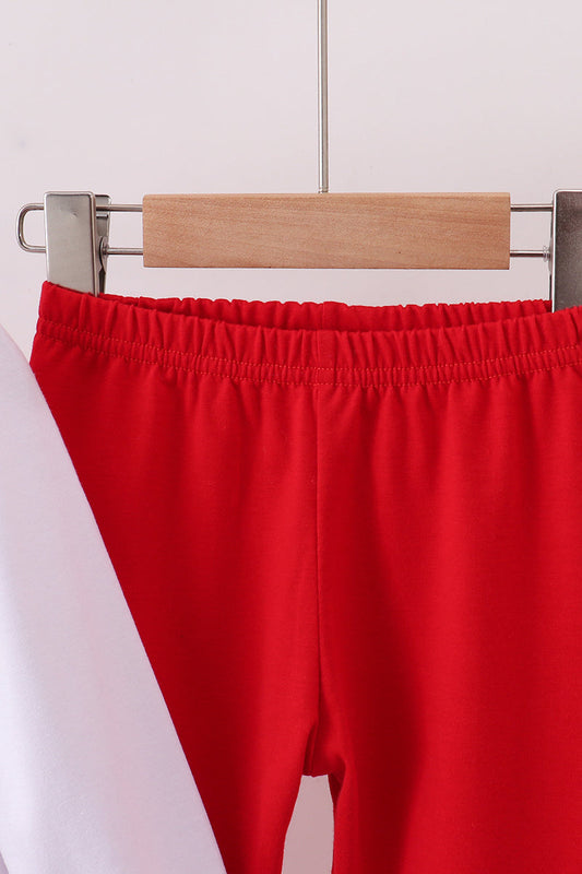 White wreath smocked ruffle pants set