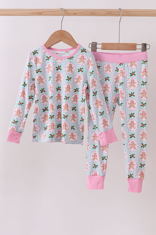 Pink christmas tree bamboo pajama set