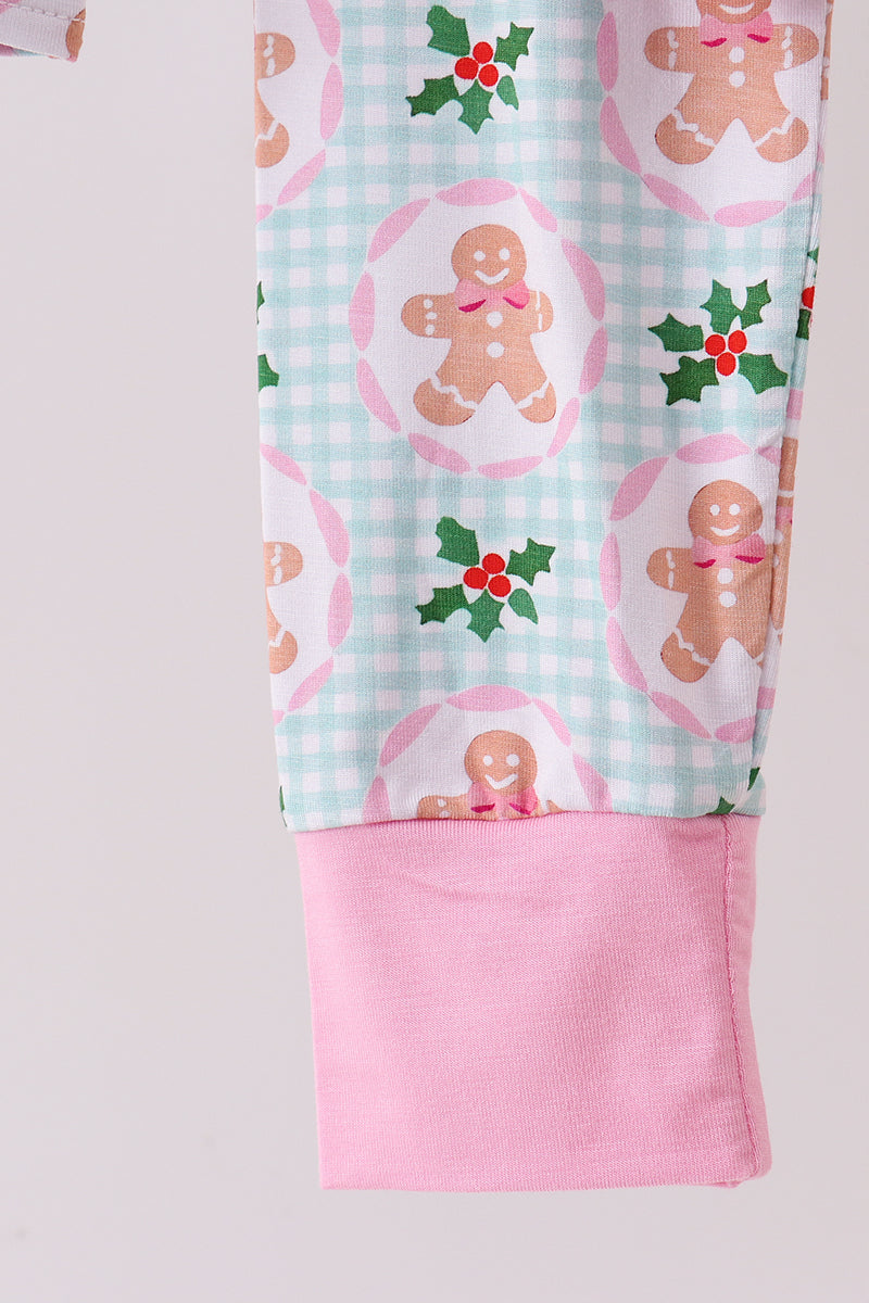 Pink christmas tree bamboo pajama set