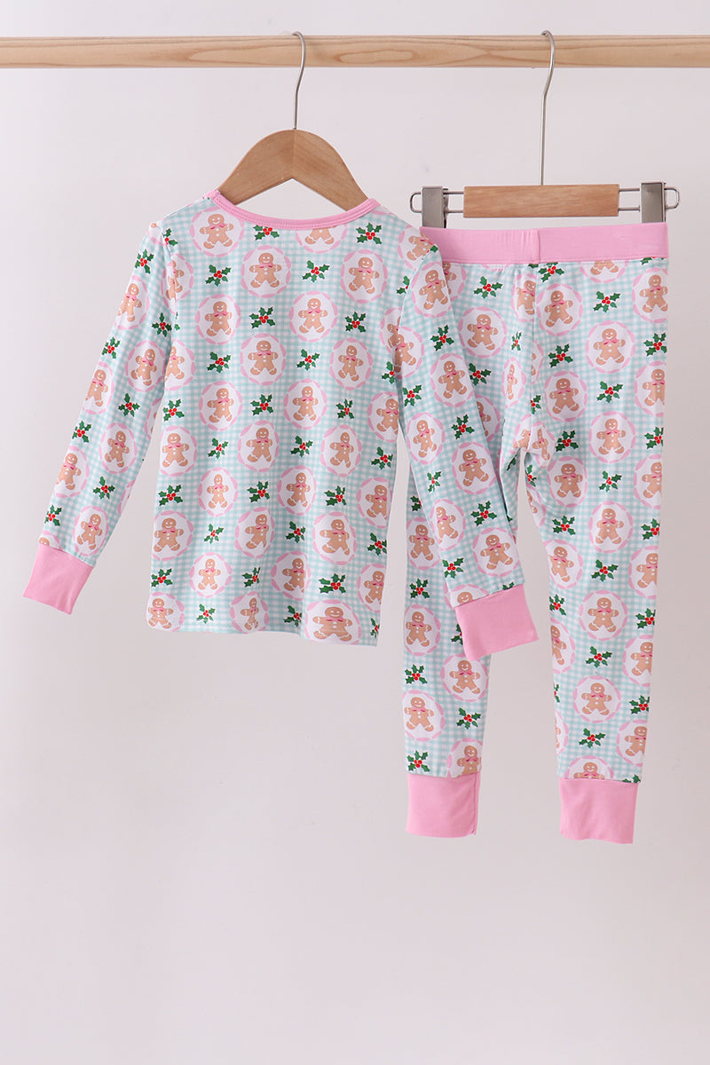 Pink christmas tree bamboo pajama set