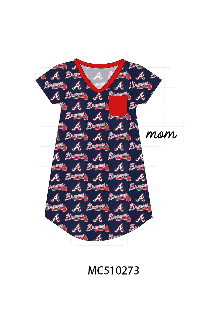 PO71 Navy Braves print bamboo collection