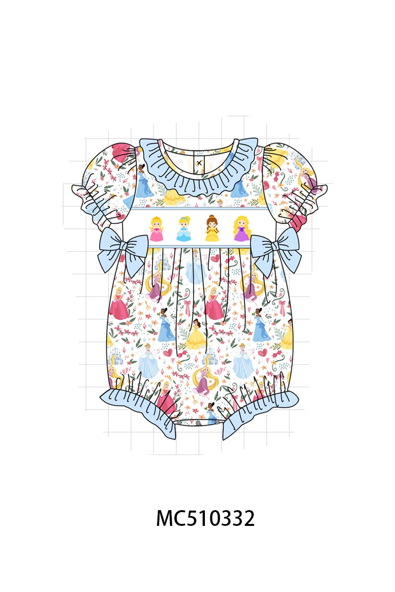 PO71 Blue character embroidery ruffle collection