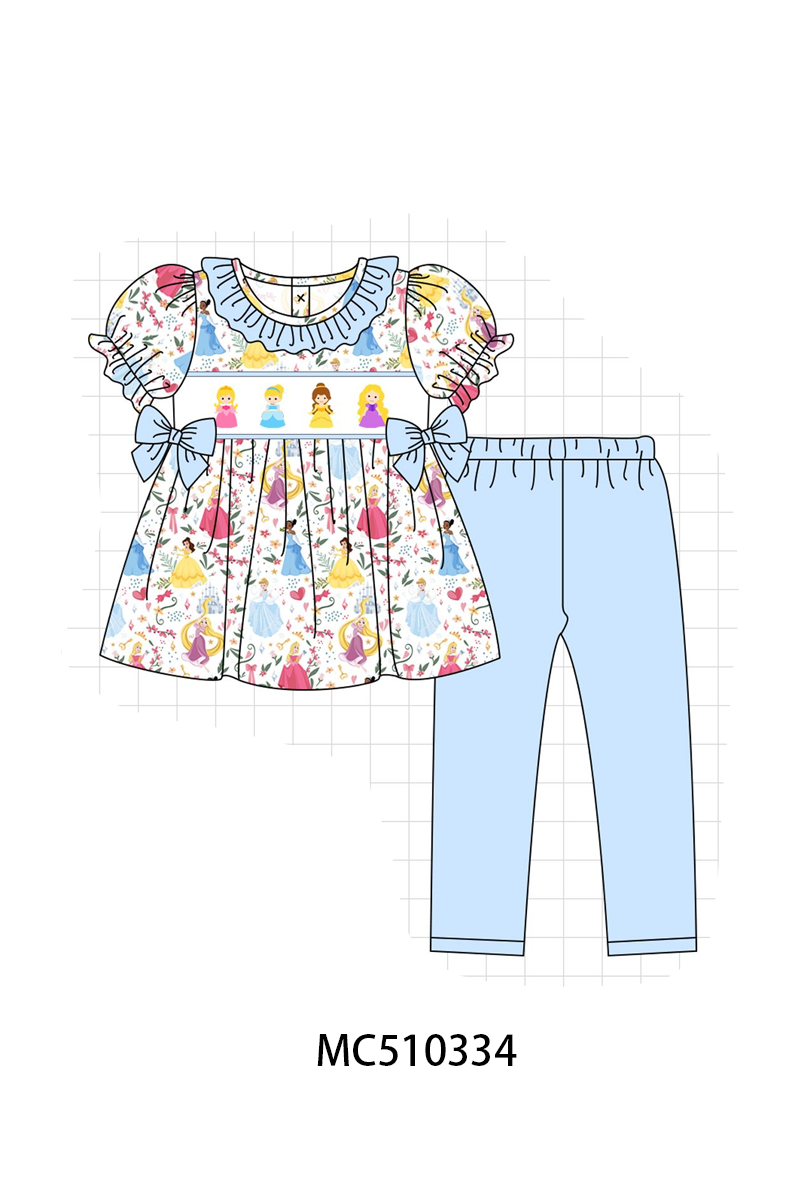 PO71 Blue character embroidery ruffle collection