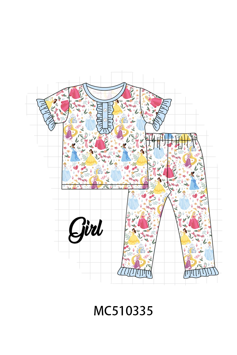 PO71 Blue character embroidery ruffle collection