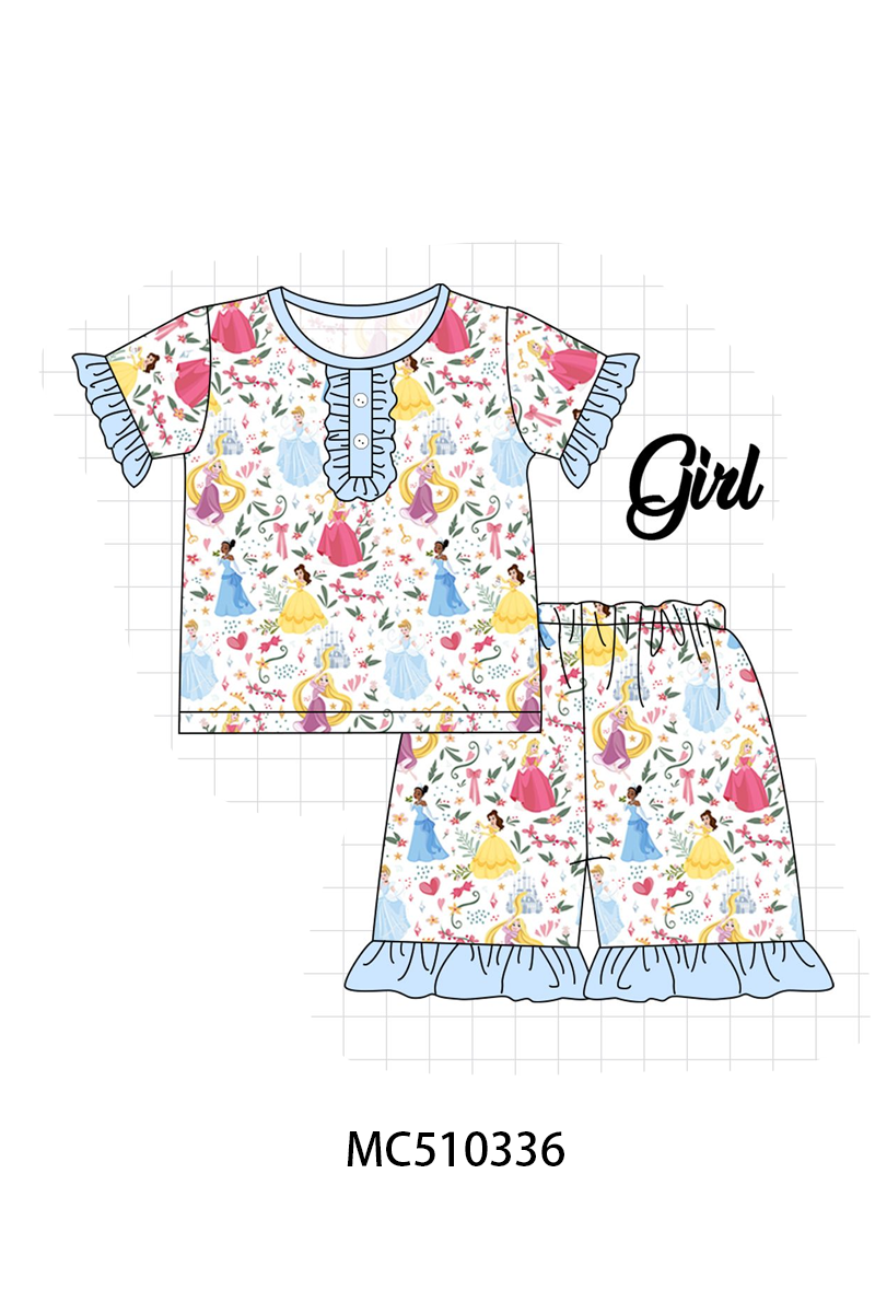 PO71 Blue character embroidery ruffle collection