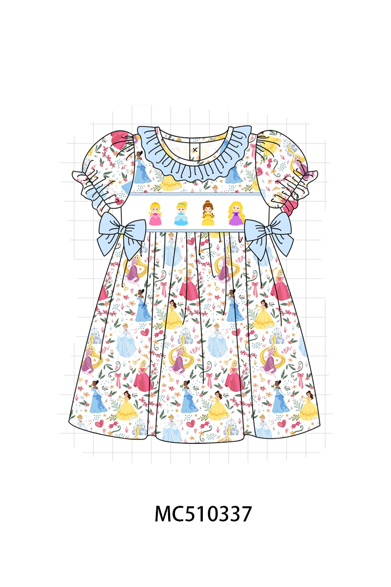 PO71 Blue character embroidery ruffle collection