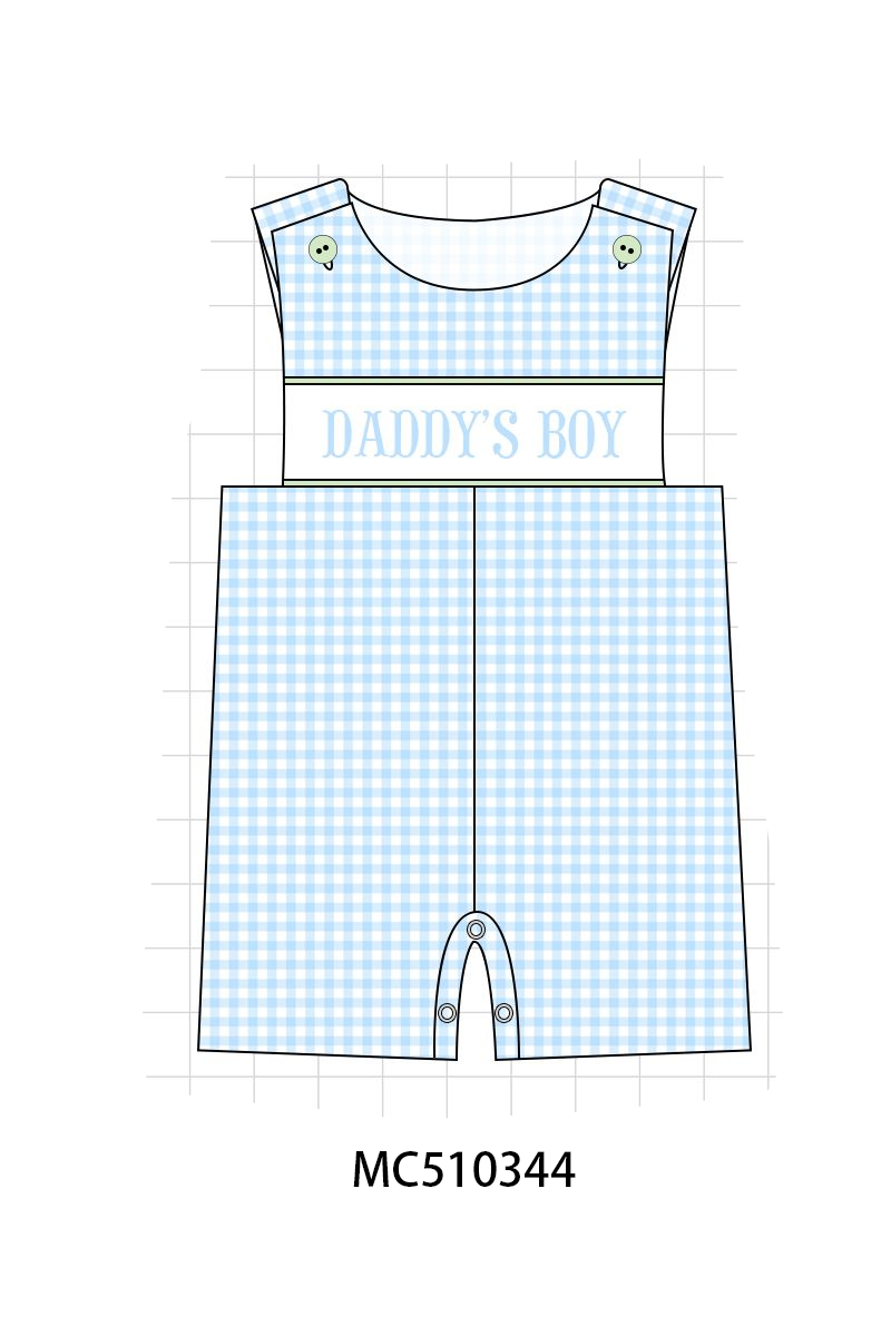 PO71 Blue DADDY'S GIRL embroidery bow gingham collection