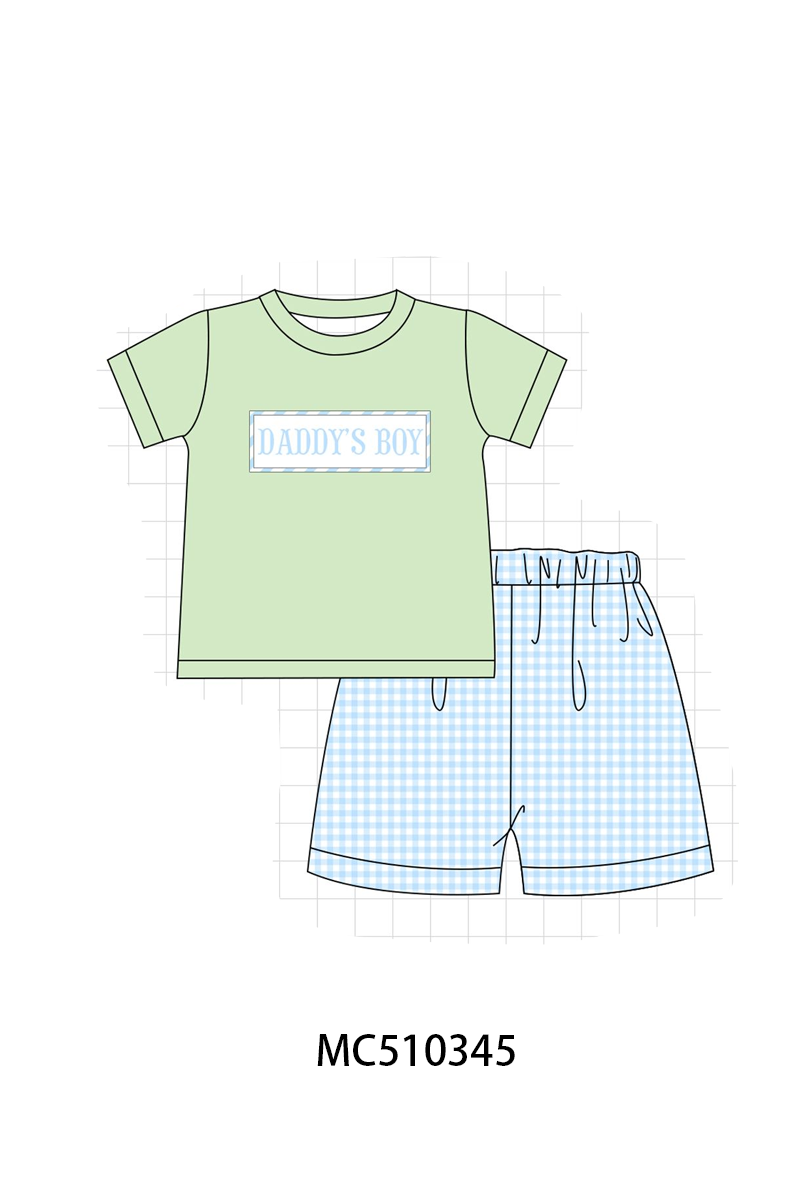 PO71 Blue DADDY'S GIRL embroidery bow gingham collection