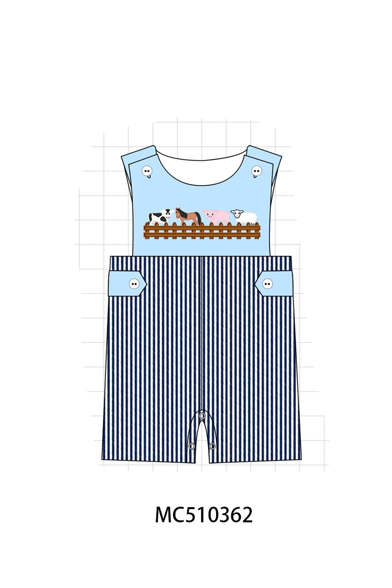 PO71 Blue farm animal seersucker collection